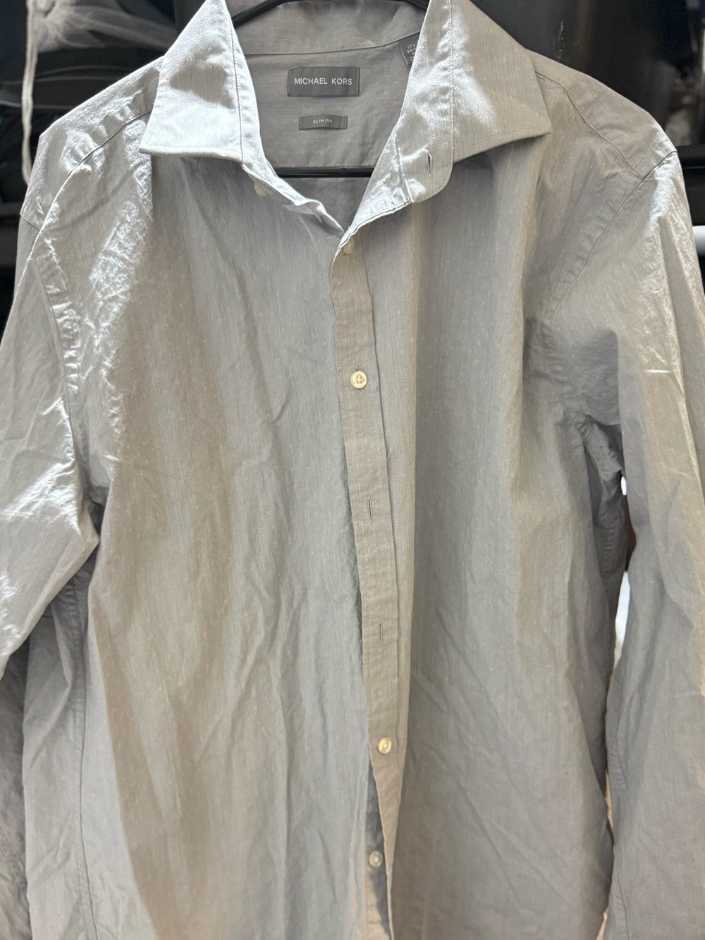 Michael Kors Men's Gray Slim Fit Dress Shirt